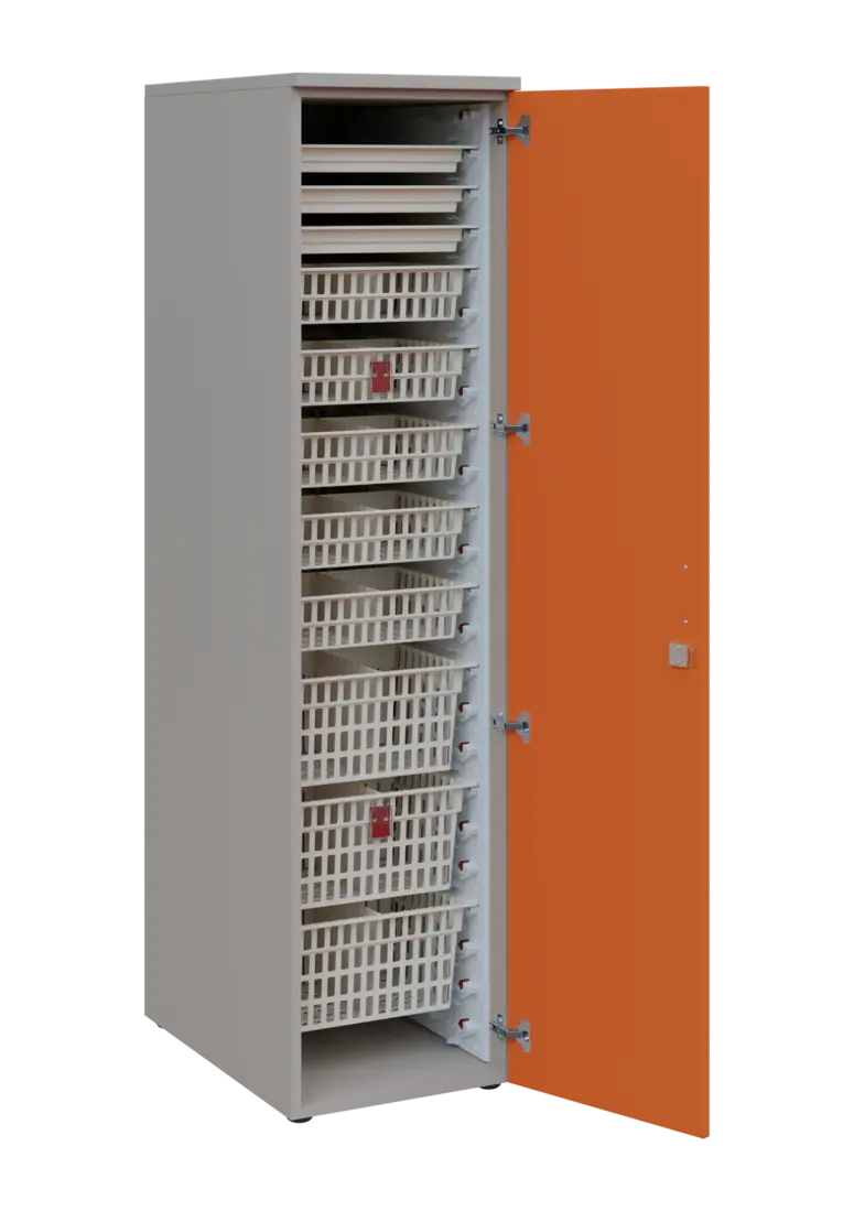 EUROMEDICA D - 46 ABS skříň léková boxová, 1-dveřová, pravá, 1950x460x735, korpus šedý, dvířka manda